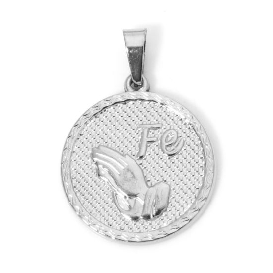 Изображение 2 ШТ 304 Нержавеющая Сталь Подвески Круглые Серебряный Тон Рука 26мм x 18.5мм