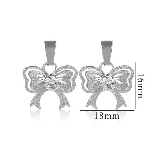 Picture of 1 Piece 304 Stainless Steel Charm Pendant Silver Tone Butterfly Animal Hollow 23mm x 18mm