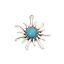 Picture of 5 PCs Zinc Based Alloy Boho Chic Bohemia Pendants Antique Silver Color Sun With Resin Cabochons Imitation Turquoise 3.9cm x 3.7cm