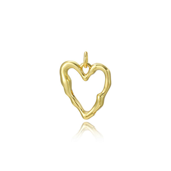 Immagine di 2 Pz Ottone San Valentino Ciondoli Cuore Placcato Oro 18K 20mm x 15mm