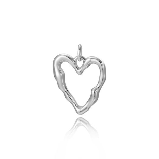 Immagine di 2 Pz Ottone San Valentino Ciondoli Cuore Platino Placcato 20mm x 15mm