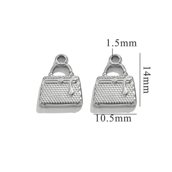 Image de 5 Pcs Breloques en 304 Acier Inoxydable Sac Argent Mat 14mm x 11mm