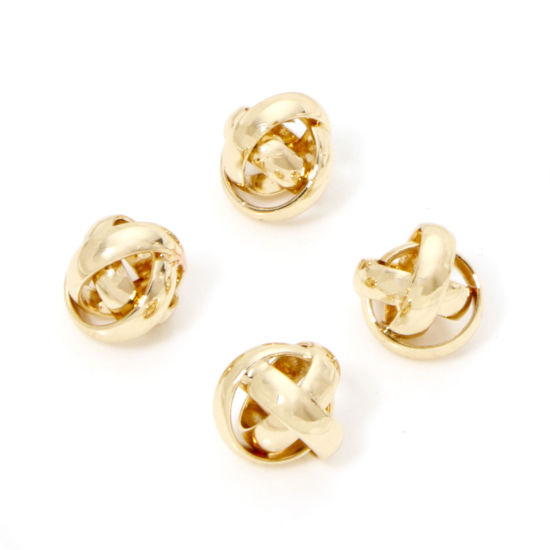 Imagen de 1 Unidad Latón Cuentas Para Hacer Joyas De Bricolaje 14K Oro Real Chapado Nudo de Amor Aprox 8mm Dia, Agujero: acerca de 1.2mm