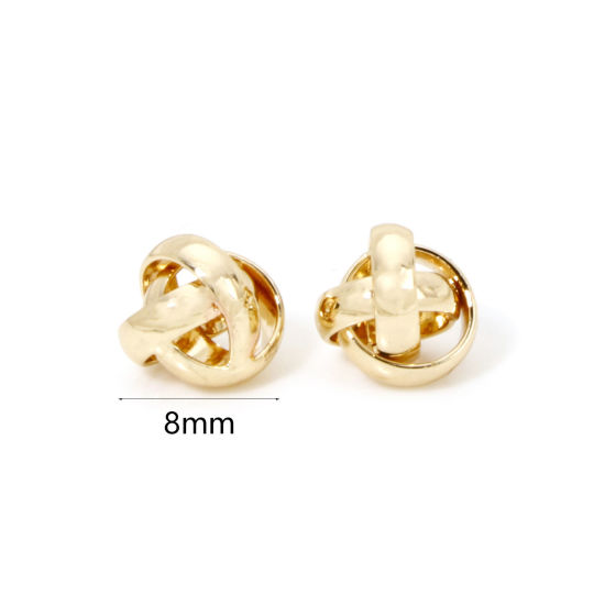 Imagen de 1 Unidad Latón Cuentas Para Hacer Joyas De Bricolaje 14K Oro Real Chapado Nudo de Amor Aprox 8mm Dia, Agujero: acerca de 1.2mm