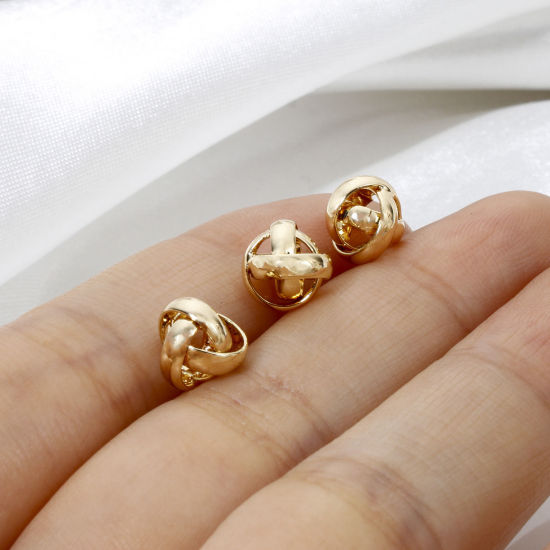 Imagen de 1 Unidad Latón Cuentas Para Hacer Joyas De Bricolaje 14K Oro Real Chapado Nudo de Amor Aprox 8mm Dia, Agujero: acerca de 1.2mm