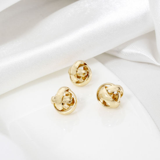 Imagen de 1 Unidad Latón Cuentas Para Hacer Joyas De Bricolaje 14K Oro Real Chapado Nudo de Amor Aprox 8mm Dia, Agujero: acerca de 1.2mm