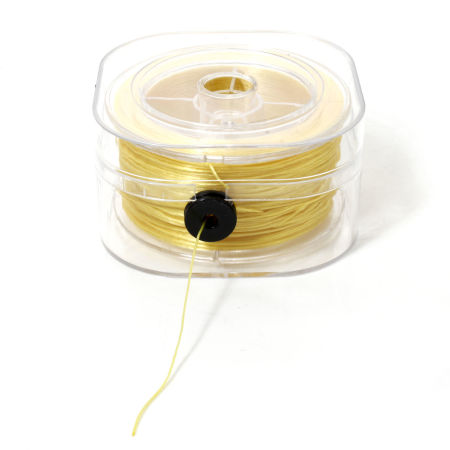 Picture of 1 Roll (Approx 100 M/Roll) Polyester Jewelry Thread Cord Yellow Elastic 0.6mm