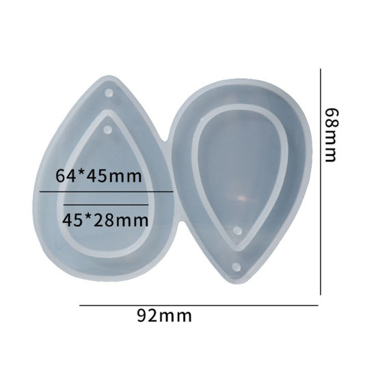 Picture of 1 Piece Silicone Resin Mold For Keychain Necklace Earring Pendant Jewelry DIY Making Drop White 9.2cm x 6.8cm