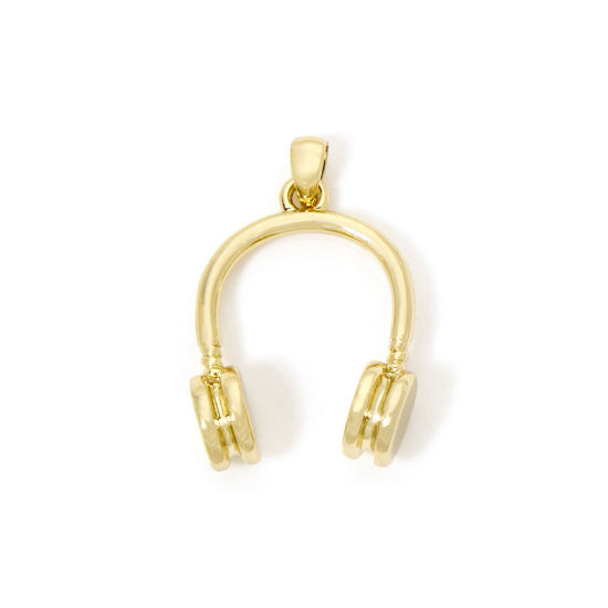Immagine di 1 Pz Ecologico Ottone Ciondoli Pendenti Cuffia 18K Vero Oro Placcato 3D 27mm x 17mm