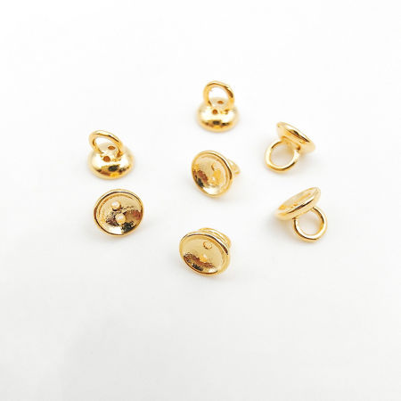Изображение 10 ШТ Латунь Зажим-концевик для Ожерелья Круглые 18K настоящее золото с покрытием 6мм диаметр