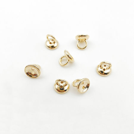 Изображение 10 ШТ Латунь Зажим-концевик для Ожерелья Круглые 14K настоящее золото с покрытием 4.5мм диаметр