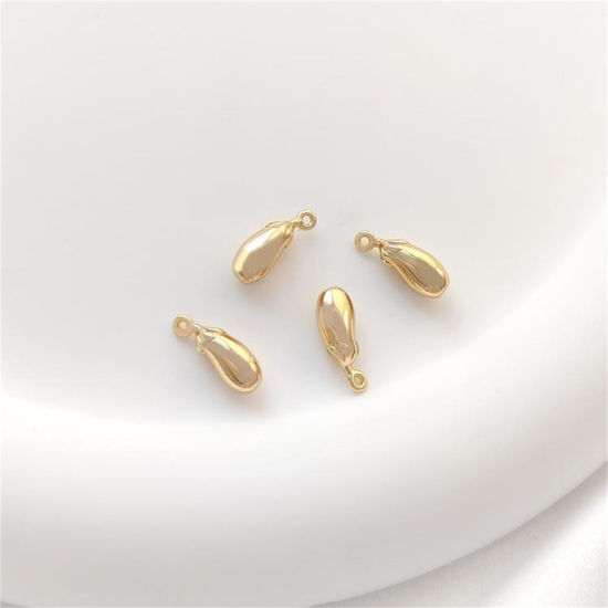 Picture of 1 Piece Eco-friendly Brass Charms 14K Real Gold Plated Eggplant 3D 11.5mm x 4mm