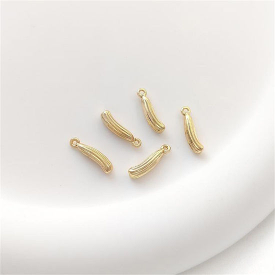 Picture of 1 Piece Eco-friendly Brass Charms 14K Real Gold Plated Towel Gourd 3D 12mm x 2.8mm