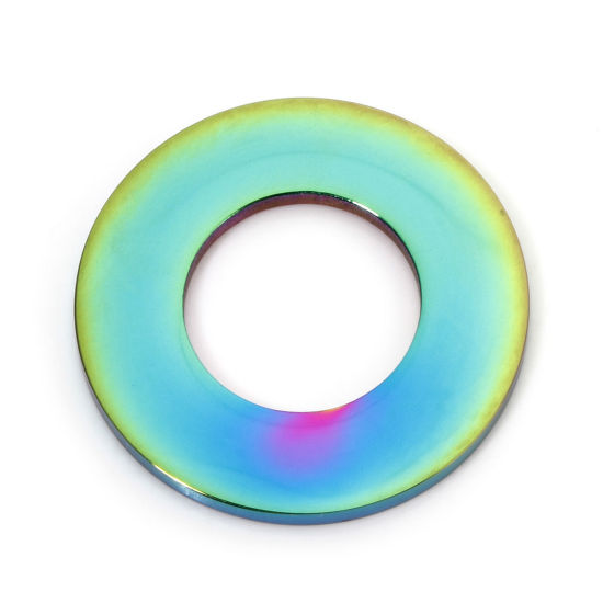 Imagen de 2 Unidades 304 Acero Inoxidable Etiqueta con Nombre para Collar de Perro Puede Tallar Llana Colgantes Anillo Chapado en Color Arco Iris Pulido de Doble Cara 25mm Dia