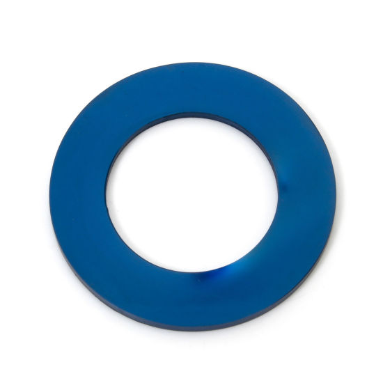 Imagen de 2 Unidades 304 Acero Inoxidable Etiqueta con Nombre para Collar de Perro Puede Tallar Llana Colgantes Anillo Azul Pulido de Doble Cara 30mm Dia