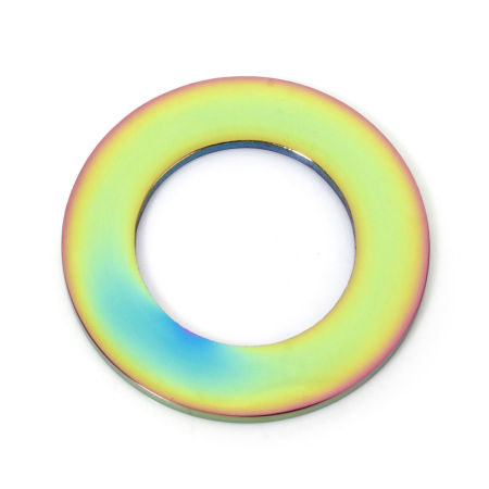 Picture of 2 PCs 304 Stainless Steel Pet ID Dog Collar Name Tag Blank Stamping Tags Charms Circle Ring Rainbow Color Plated Double-sided Polishing 30mm Dia.
