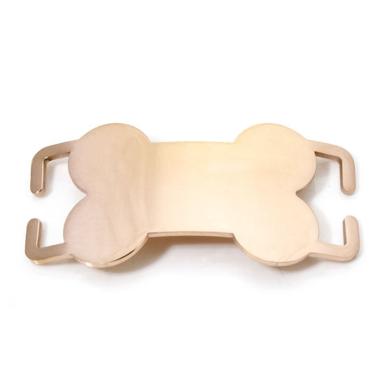 Picture of 2 PCs 304 Stainless Steel Pet ID Dog Collar Name Tag Blank Stamping Tags Connectors Charms Pendants Bone Rose Gold Double-sided Polishing 5cm x 2.5cm