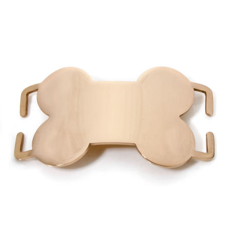 Picture of 2 PCs 304 Stainless Steel Pet ID Dog Collar Name Tag Blank Stamping Tags Connectors Charms Pendants Bone Rose Gold Double-sided Polishing 5.9cm x 3cm