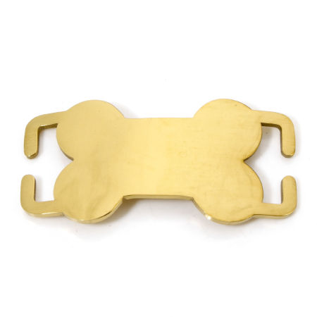Picture of 2 PCs 304 Stainless Steel Pet ID Dog Collar Name Tag Blank Stamping Tags Connectors Charms Pendants Bone Gold Plated Double-sided Polishing 6.8cm x 4cm