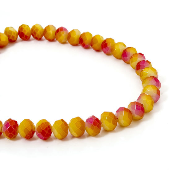 Picture of 1 Strand (Approx 136 PCs/Strand) Glass Beads For DIY Jewelry Making Abacus Orange Gradient Color Faceted About 8mm x 6mm, Hole: Approx 1mm, 84.5cm(33 2/8") long