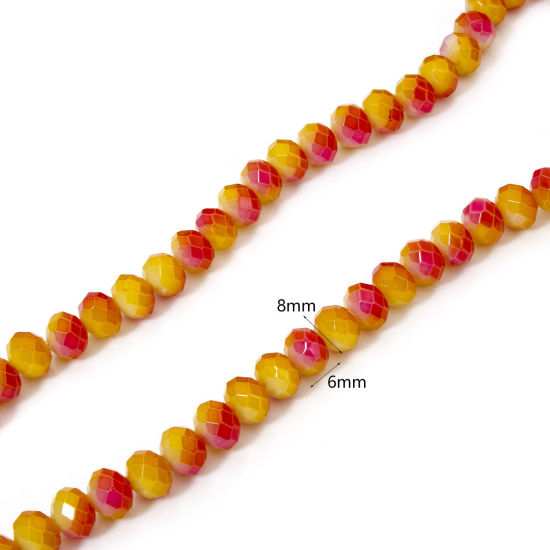 Picture of 1 Strand (Approx 136 PCs/Strand) Glass Beads For DIY Jewelry Making Abacus Orange Gradient Color Faceted About 8mm x 6mm, Hole: Approx 1mm, 84.5cm(33 2/8") long