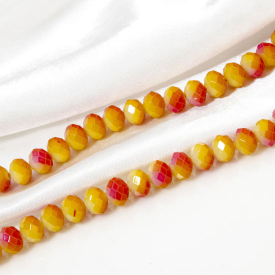 Picture of 1 Strand (Approx 136 PCs/Strand) Glass Beads For DIY Jewelry Making Abacus Orange Gradient Color Faceted About 8mm x 6mm, Hole: Approx 1mm, 84.5cm(33 2/8") long