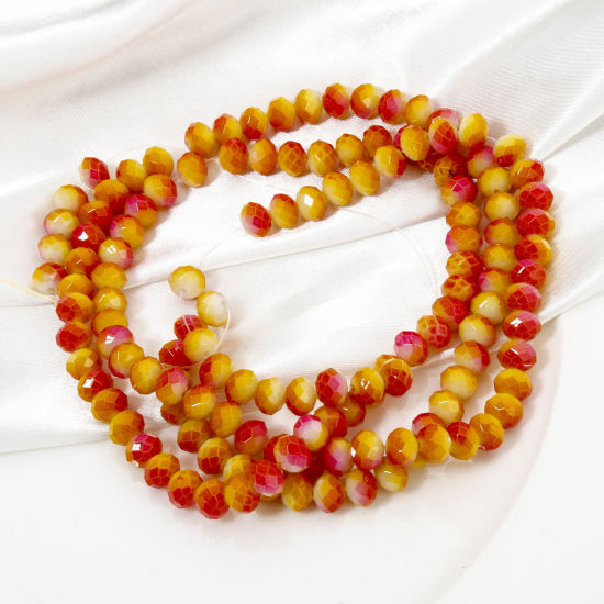 Picture of 1 Strand (Approx 136 PCs/Strand) Glass Beads For DIY Jewelry Making Abacus Orange Gradient Color Faceted About 8mm x 6mm, Hole: Approx 1mm, 84.5cm(33 2/8") long