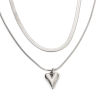 Picture of 1 Piece Eco-friendly 304 Stainless Steel Ins Style Snake Chain Multilayer Layered Necklace Silver Tone Heart 40cm-45cm long