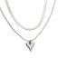 Picture of 1 Piece Eco-friendly 304 Stainless Steel Ins Style Snake Chain Multilayer Layered Necklace Silver Tone Heart 40cm-45cm long