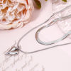Picture of 1 Piece Eco-friendly 304 Stainless Steel Ins Style Snake Chain Multilayer Layered Necklace Silver Tone Heart 40cm-45cm long