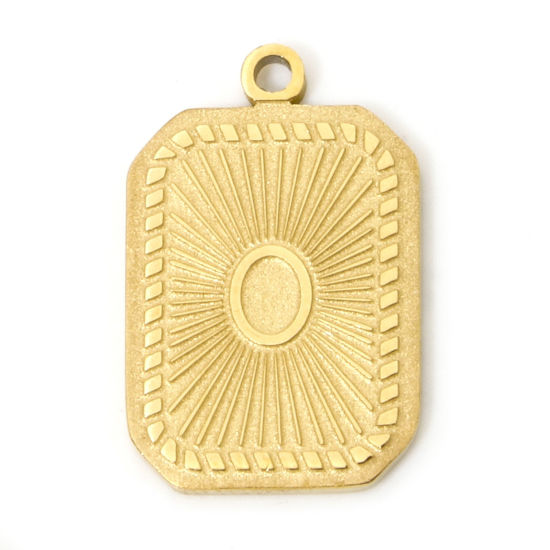 Immagine di 2 Pz Placcatura Sottovuoto PVD Ecologica 304 Acciaio Inossidabile Galassia Ciondoli Rettangolo 18K Vero Oro Placcato Sole 18.5mm x 12mm