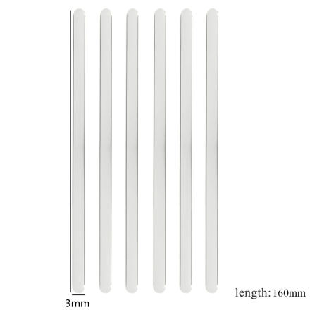 Picture of 1 Piece 304 Stainless Steel Blank Stamping Tags Metal Strips For DIY Cuff Bracelet Bangle Making Jewelry Findings Silver Tone Mirror Polishing 16cm(6.3") long, 3mm