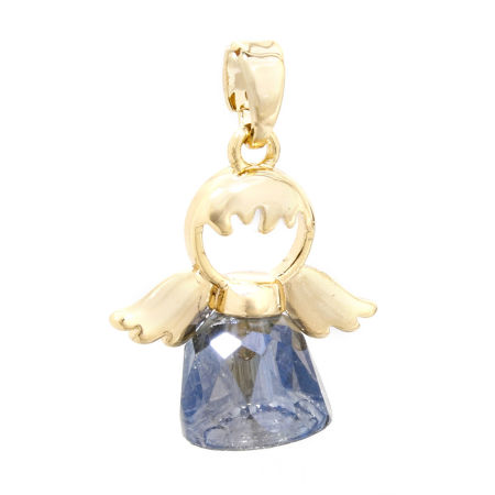 Picture of 1 Piece Brass & Glass Religious Charm Pendant Real Gold Plated Angel 22mm x 16mm