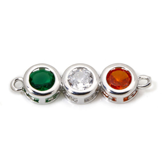 Imagen de 1 Unidad Latón Conectores Dijes Colgantes Platino Real Chapado Multicolor Rhinestone 24mm x 7mm