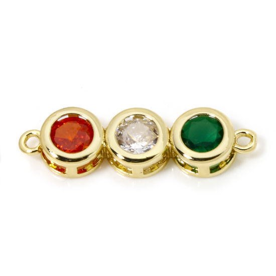 Imagen de 1 Unidad Latón Conectores Dijes Colgantes 18K Oro Real Chapado Multicolor Rhinestone 24mm x 7mm