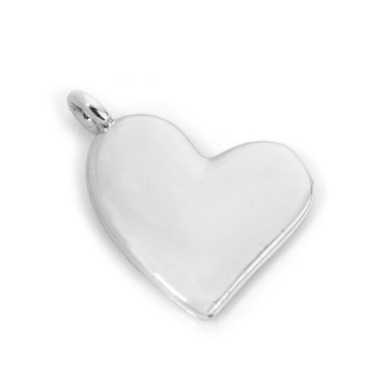 Bild von 2 Stück Messing Valentinstag Charms Echt Platin plattiert Herz Glänzend 13mm x 11mm