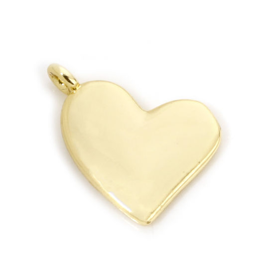 Bild von 2 Stück Messing Valentinstag Charms 18K Echtgold plattiert Herz Glänzend 13mm x 11mm