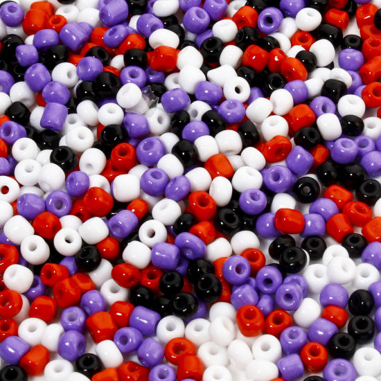 Picture of 100 Grams (Approx 1400 PCs/Packet) Halloween Acrylic Beads For DIY Jewelry Making Round At Random Mixed Color 4mm x 3mm