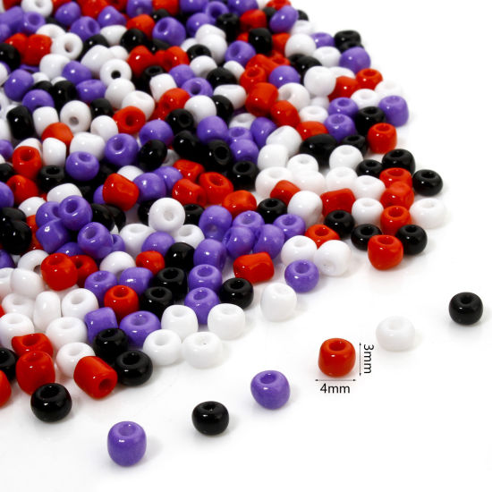 Picture of 100 Grams (Approx 1400 PCs/Packet) Halloween Acrylic Beads For DIY Jewelry Making Round At Random Mixed Color 4mm x 3mm