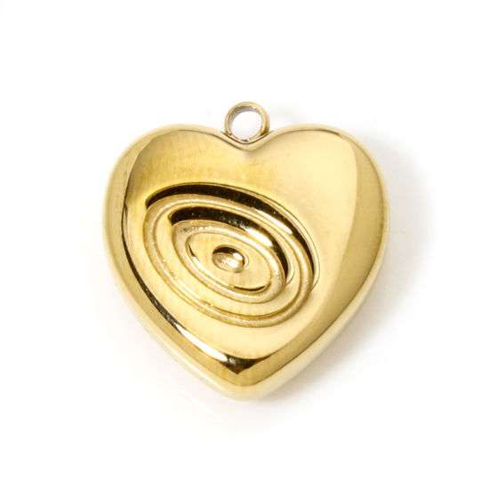 Bild von 1 Stück Umweltfreundliche Vakuumbeschichtung 304 Edelstahl Valentinstag Charms Herz Vergoldet 16.5mm x 15mm
