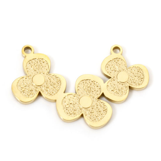Bild von 1 Stück Vakuumbeschichtung 304 Edelstahl Steckverbinder Charms Anhänger Blumen 18K Vergoldet 3cm x 1.9cm