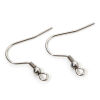 Picture of 40 PCs 304 Stainless Steel Ear Wire Hooks Earrings For DIY Jewelry Making Accessories Silver Tone With Loop 22mm x 21mm