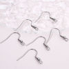 Picture of 40 PCs 304 Stainless Steel Ear Wire Hooks Earrings For DIY Jewelry Making Accessories Silver Tone With Loop 22mm x 21mm