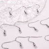 Picture of 40 PCs 304 Stainless Steel Ear Wire Hooks Earrings For DIY Jewelry Making Accessories Silver Tone With Loop 22mm x 21mm