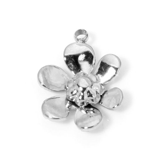 Bild von 1 Stück Umweltfreundlich 304 Edelstahl Flora Kollektion Charms Blumen 3D 14.5mm x 10.5mm