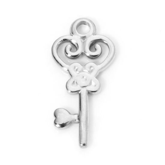 Bild von 1 Stück Umweltfreundlich 304 Edelstahl Charms Schlüssel 16.5mm x 8mm