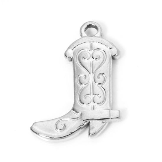 Bild von 1 Stück Umweltfreundlich 304 Edelstahl West-Cowboy Charms Stiefel 26.5mm x 18.5mm