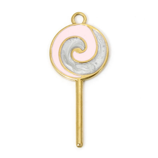 Image de 1 Pièce Pendentifs en 304 Acier Inoxydable Placage Sous Vide Écologique Sucette Doré Émail 36.5mm x 15.5mm