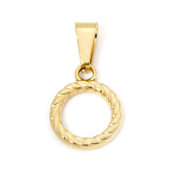 Picture of 2 PCs 304 Stainless Steel Geometric Charme Pendant Gold Plated Round 19mm x 15.5mm