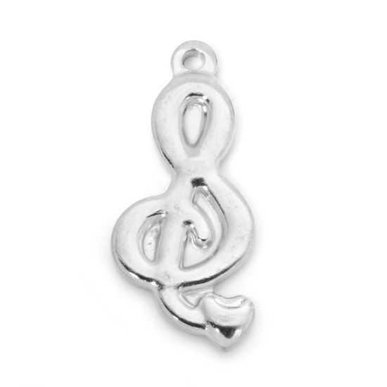 Picture of 2 PCs 304 Stainless Steel Pendants Silver Tone Musical Note 30.5mm x 13.5mm